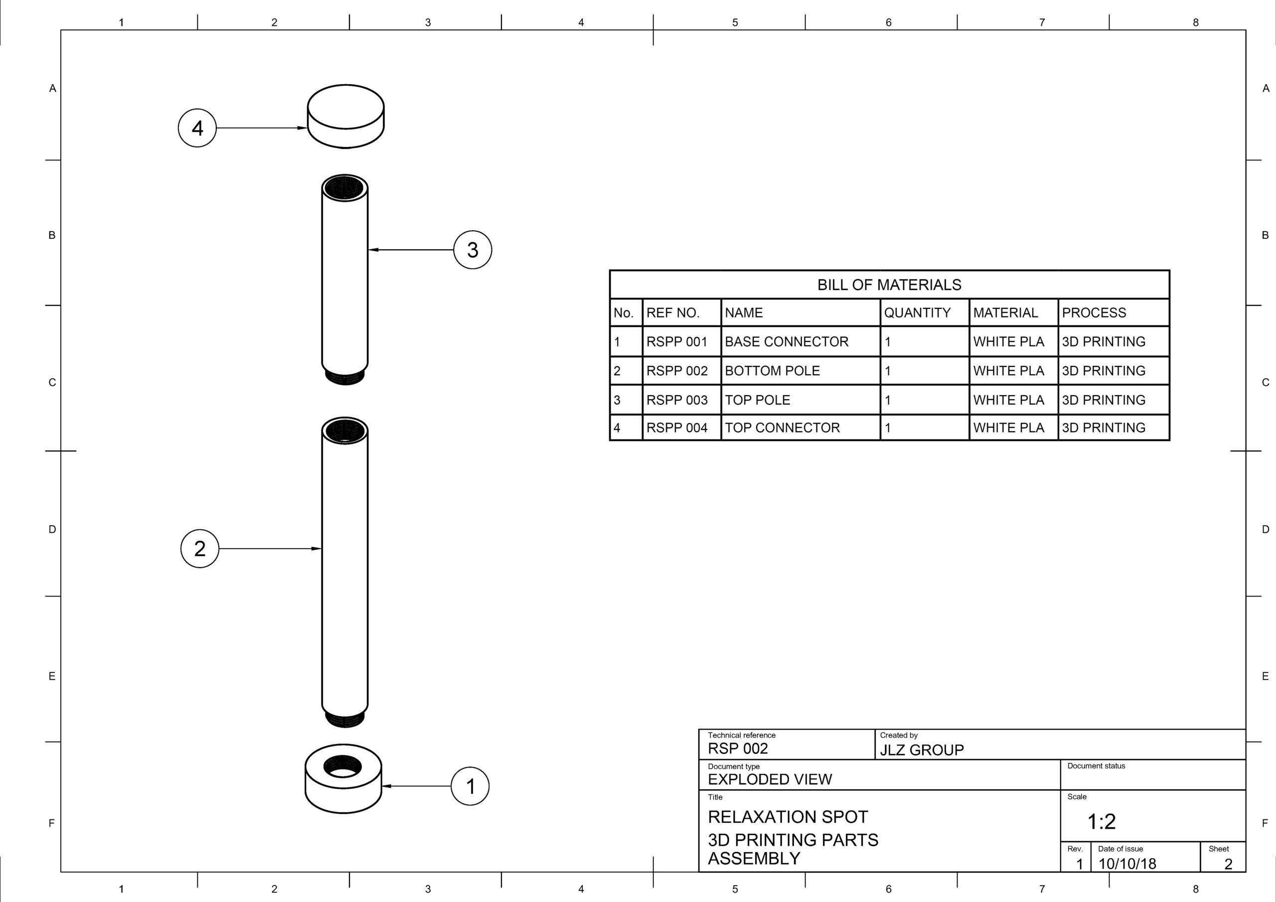 Relaxation spot table pole CAD Drawing